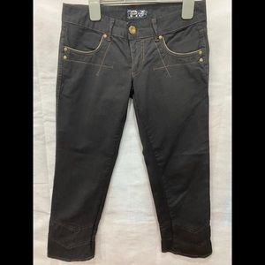 Anna Biagini Black Embroidered Capri Jeans